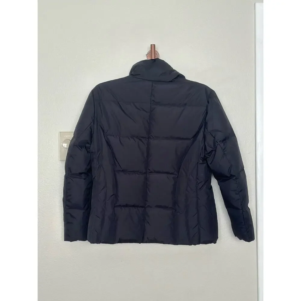 Utex Womens M Down Jacket Black Puffer Quilted Zip Front Pockets Fleece Lined